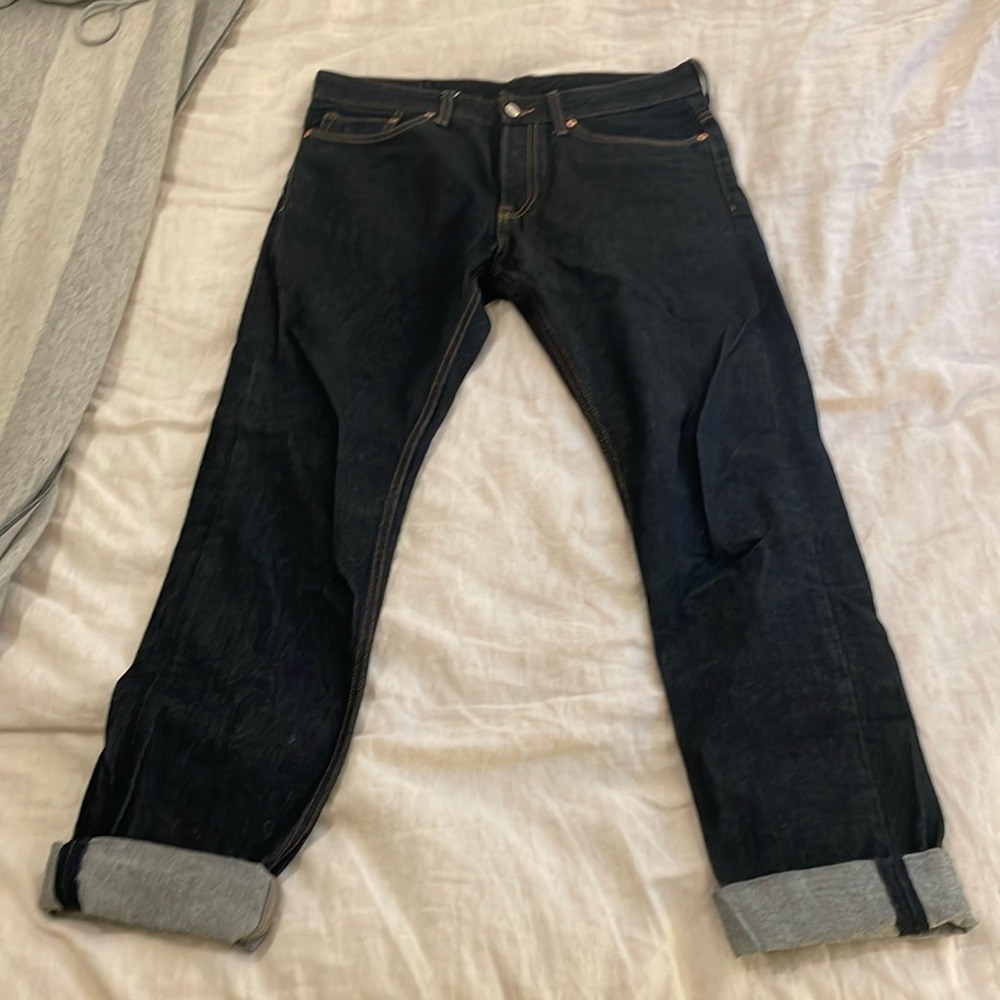 H&M dark wash straight jeans, sz 30x34